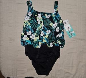 Tropical Floral Swimwear - Black and Green